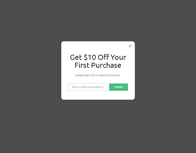 First purchase popup Homepage Design