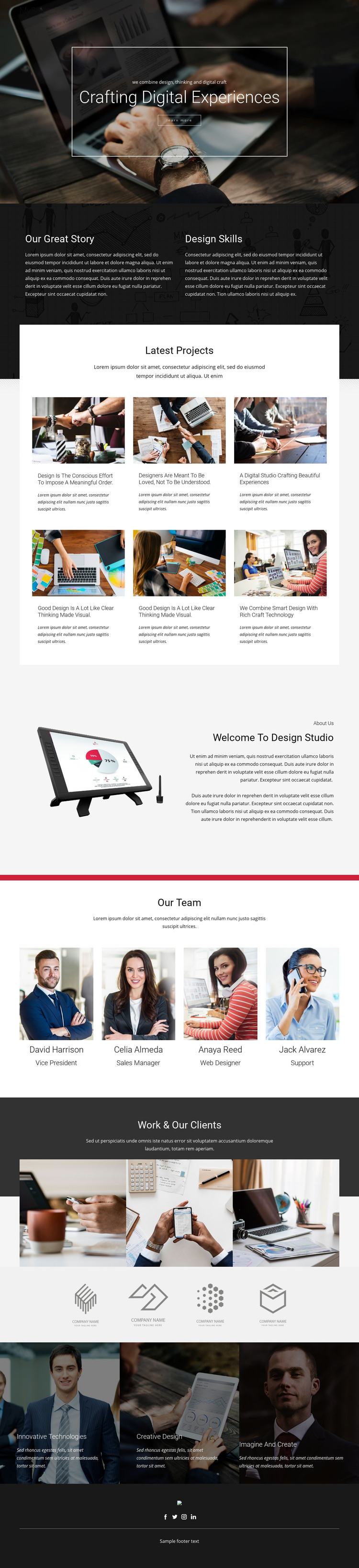 Crafting Digital Design Studio Homepage Design