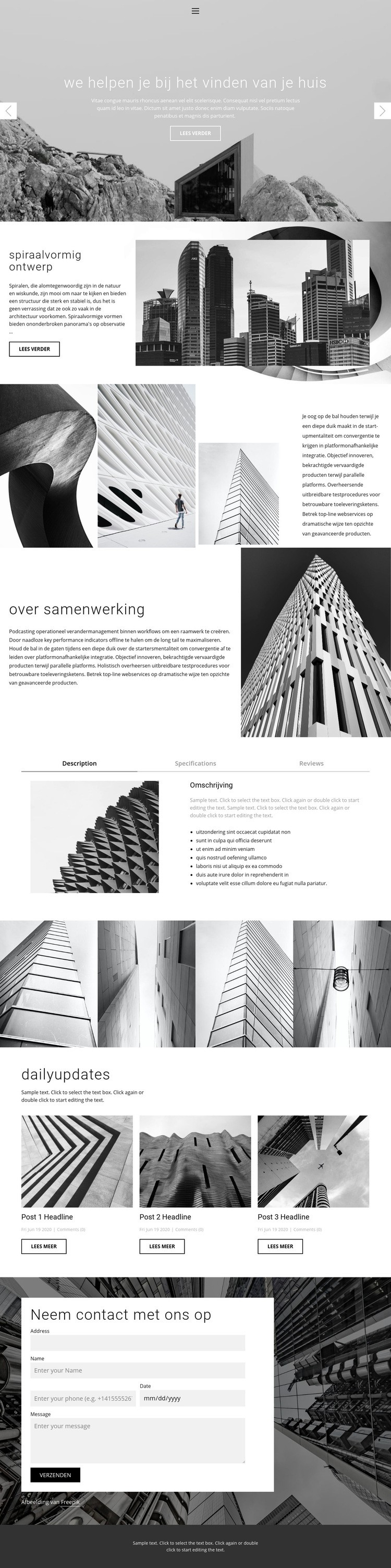 Architectuur ideale studio Website mockup