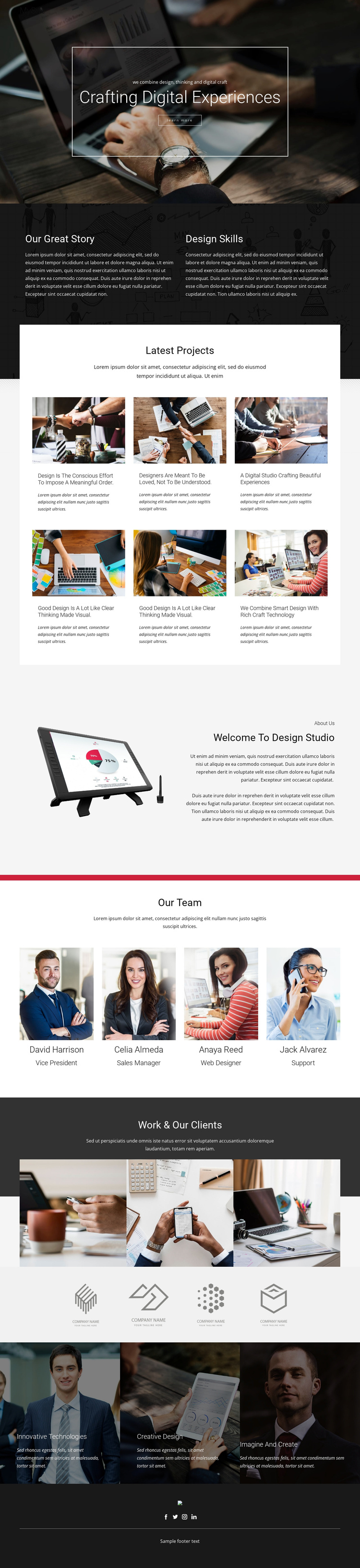 Crafting Digital Design Studio One Page Template
