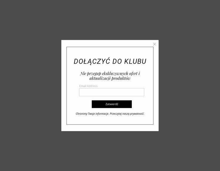 Wyskakujące okienko subskrypcji Szablon HTML5