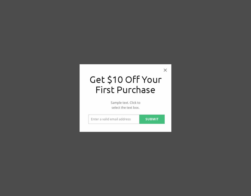 First purchase popup Web Page Design