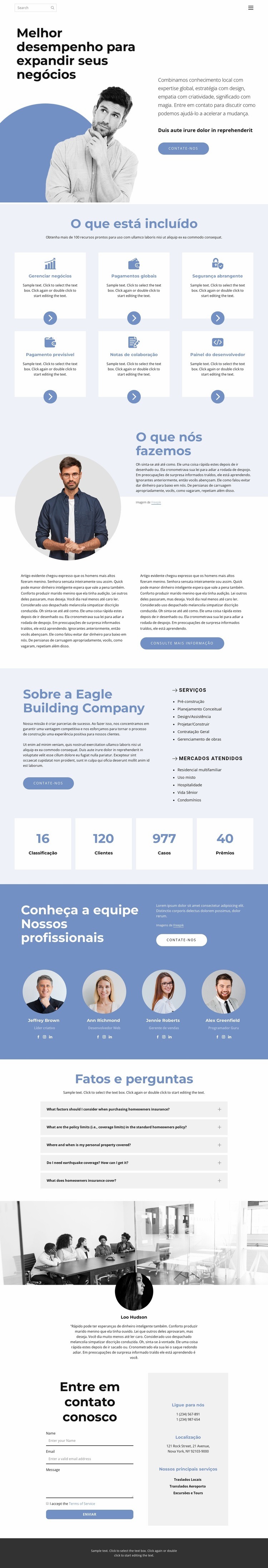 Modo de negócios Design do site