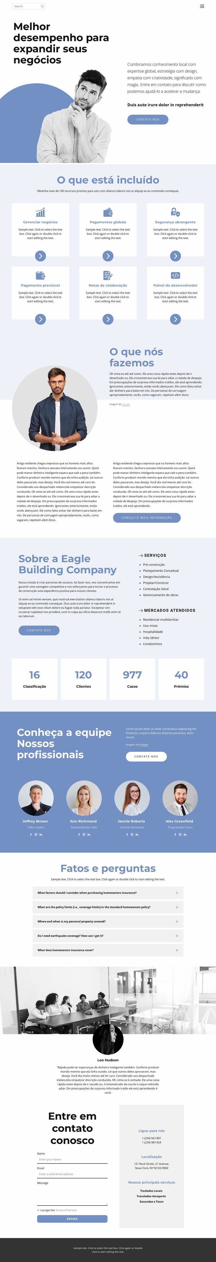 Modo de negócios Landing Page