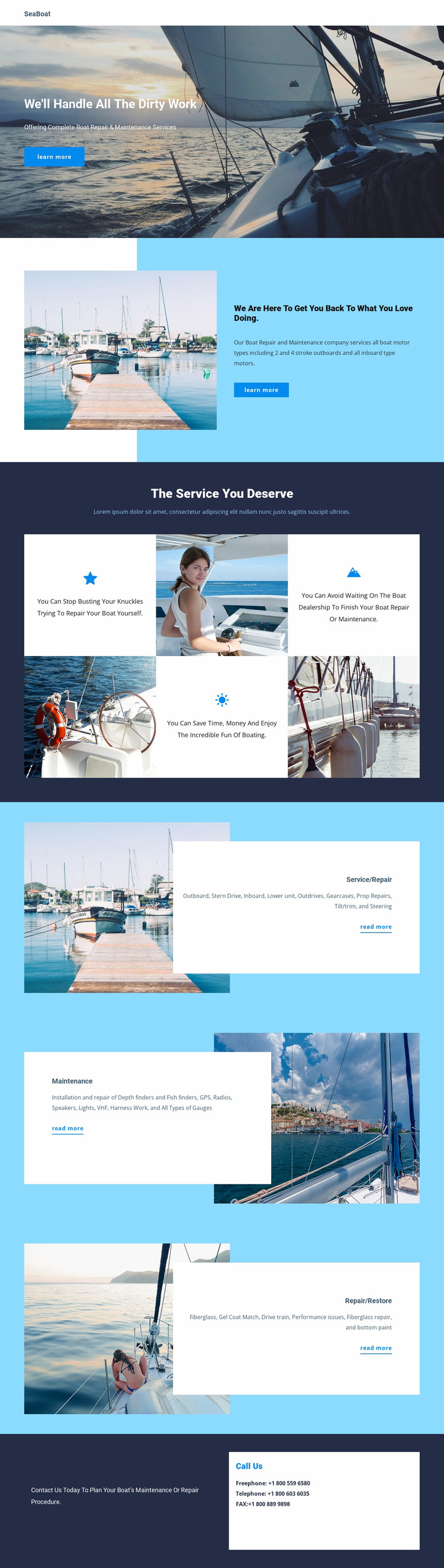 Travel on Seaboat Website Mockup