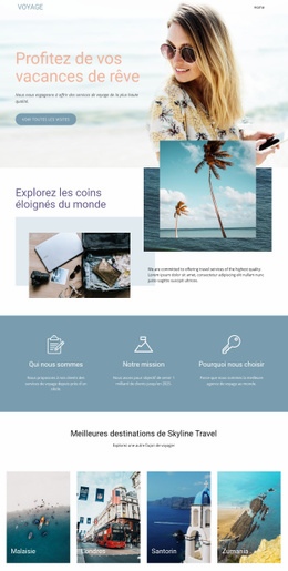 Agence De Voyage De Rêve : Modèle HTML5 D'Une Seule Page