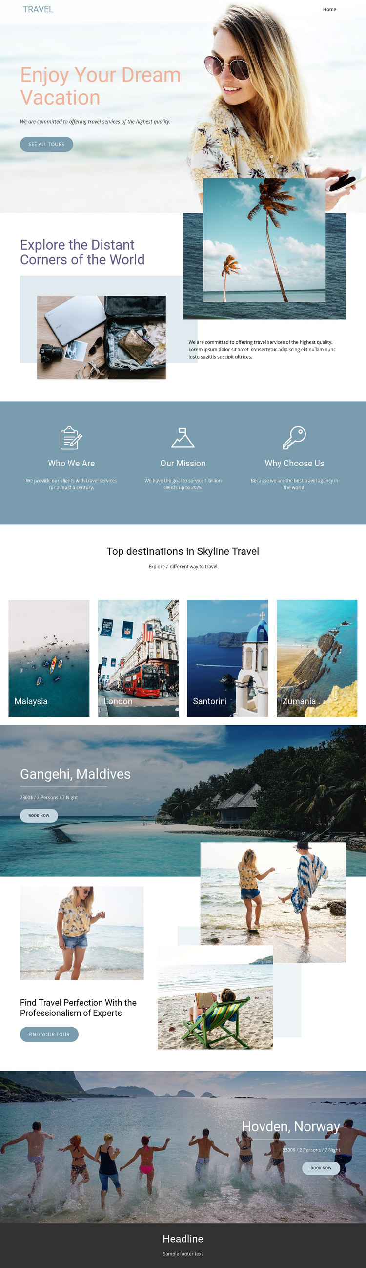 Dream Travel Agency Homepage Design