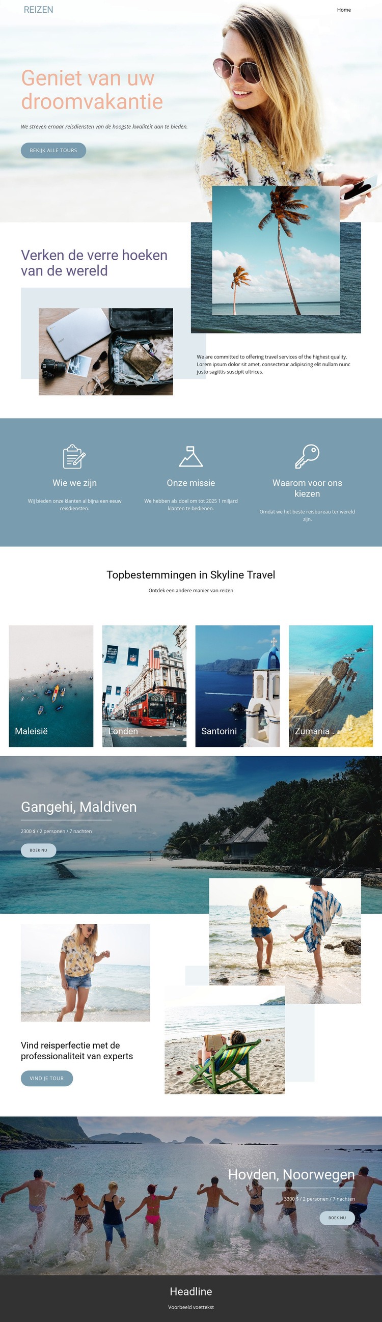 Dream Travel Agency Website Builder-sjablonen