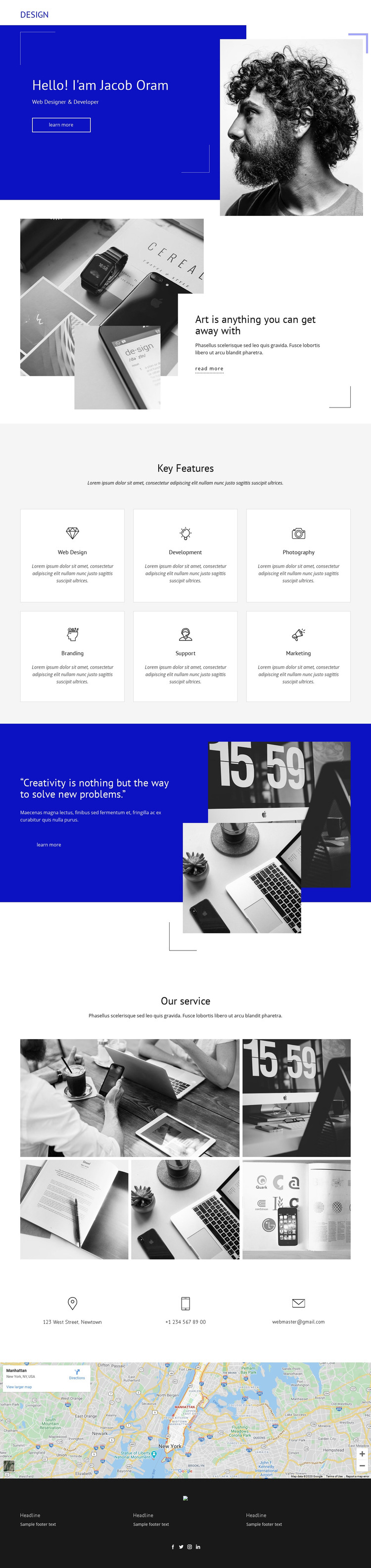 Jacob Oram Portfolio Homepage Design