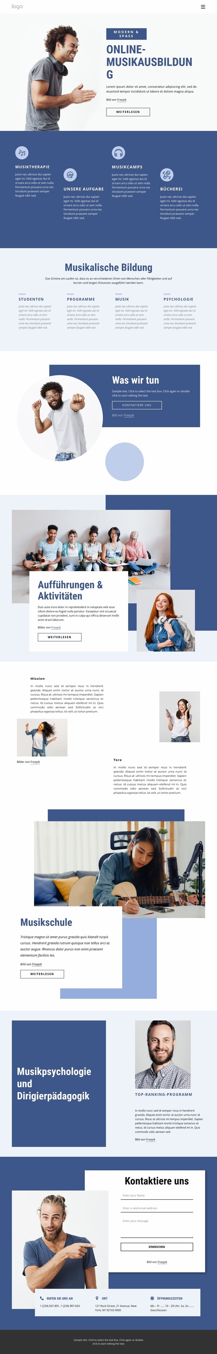 Musikunterricht im Internet Website Builder-Vorlagen