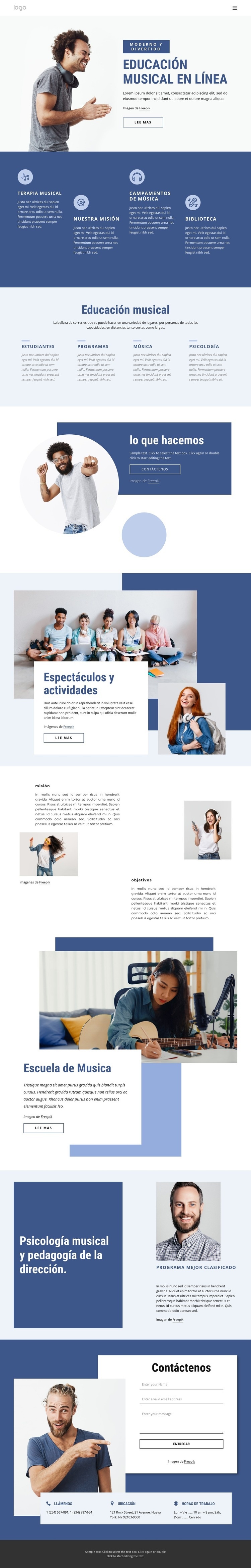 Educación musical en línea Diseño de páginas web