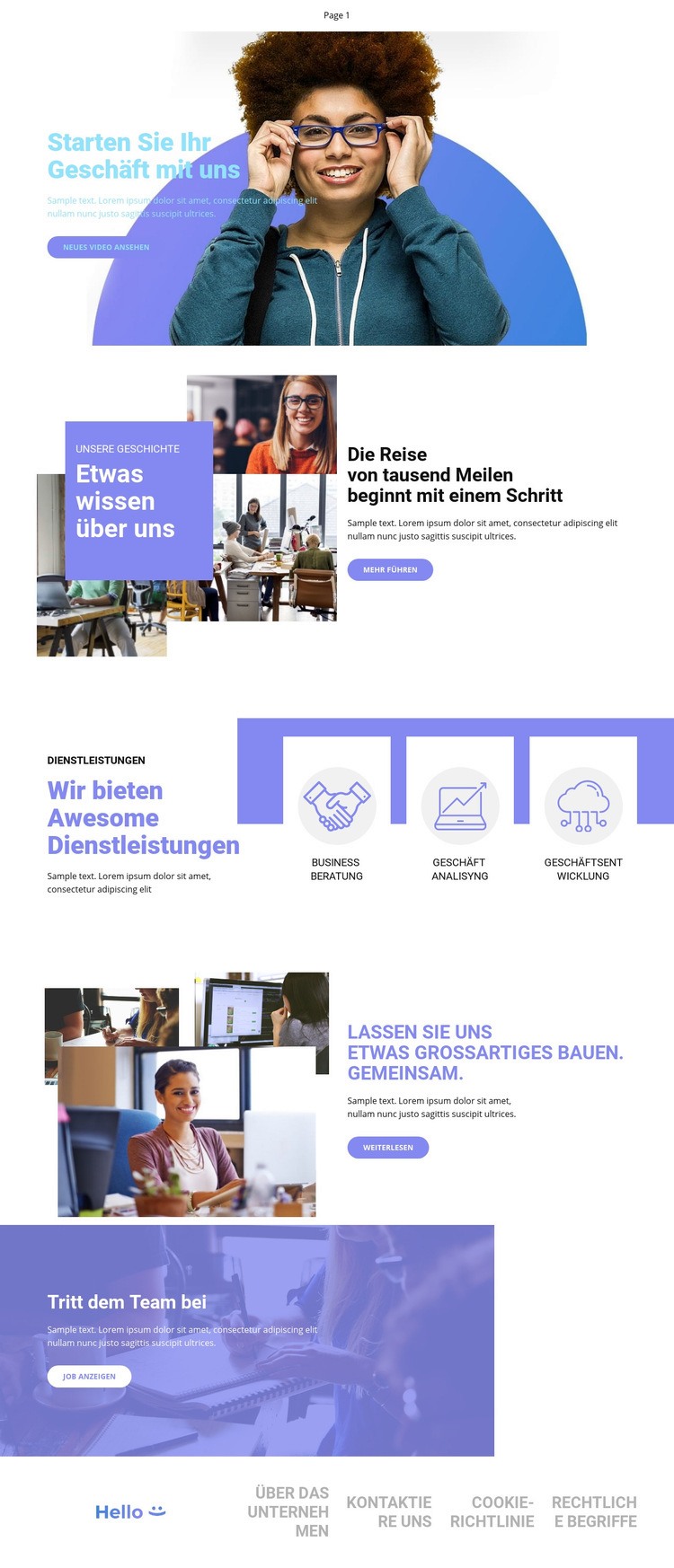 Starten Sie Ihr Geschäft Website Builder-Vorlagen