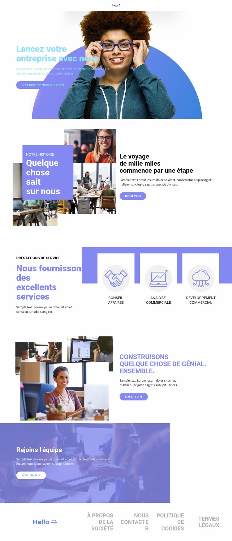 Lancez votre entreprise Maquette de site Web