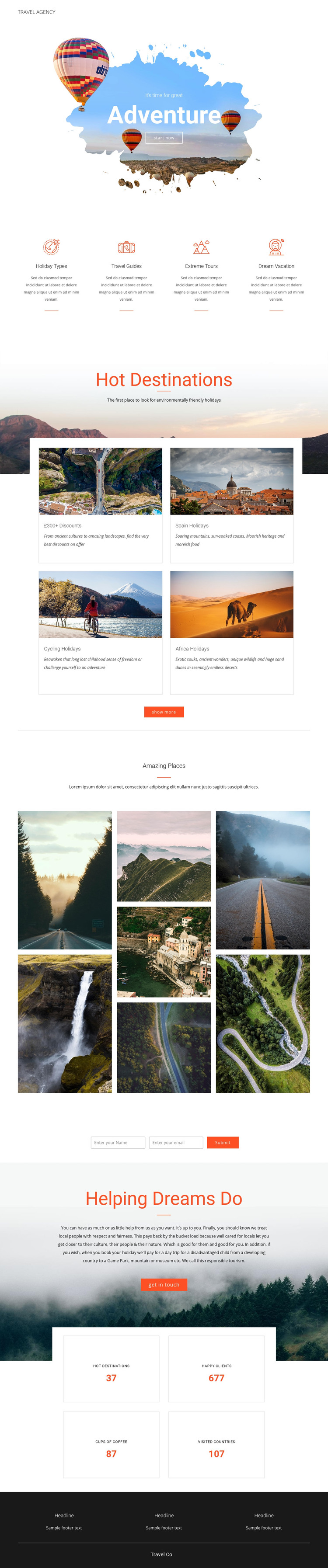 Adventure tours and travel Homepage Design