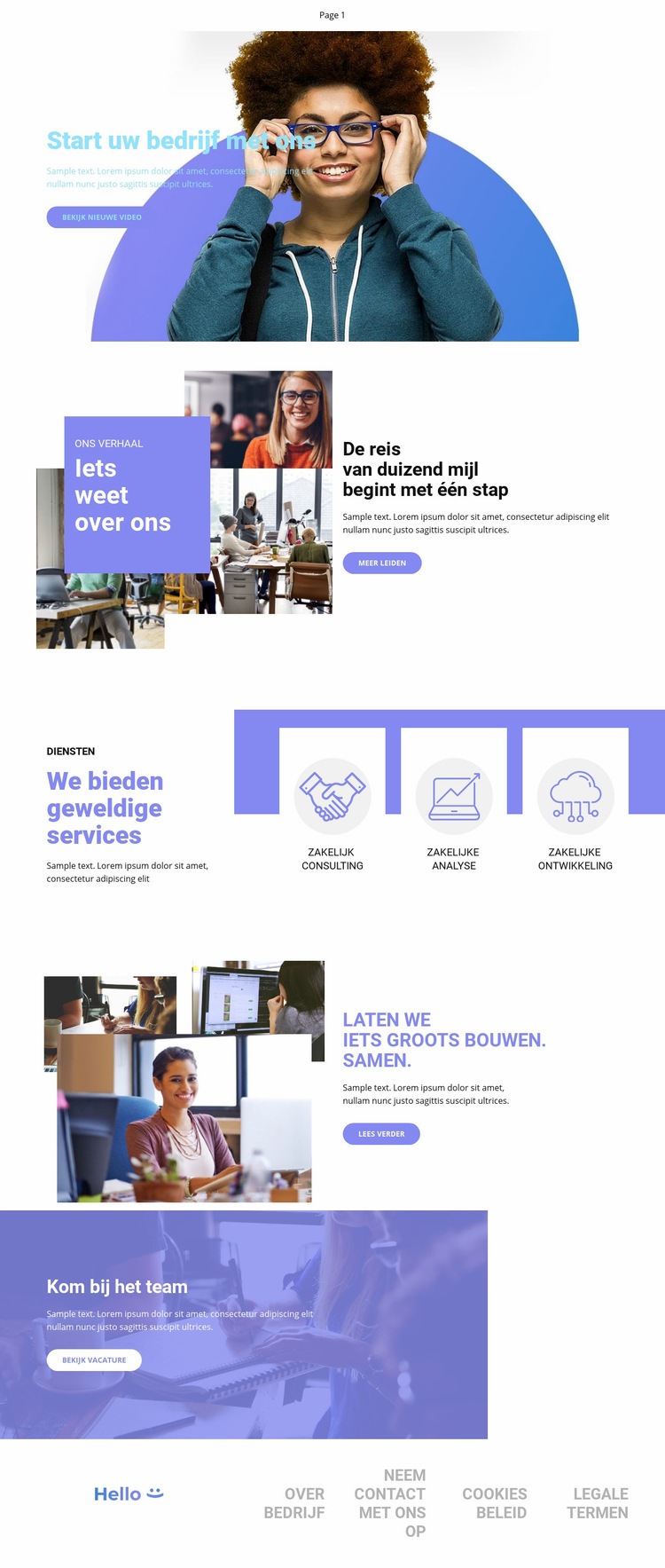 Start uw bedrijf Website Builder-sjablonen