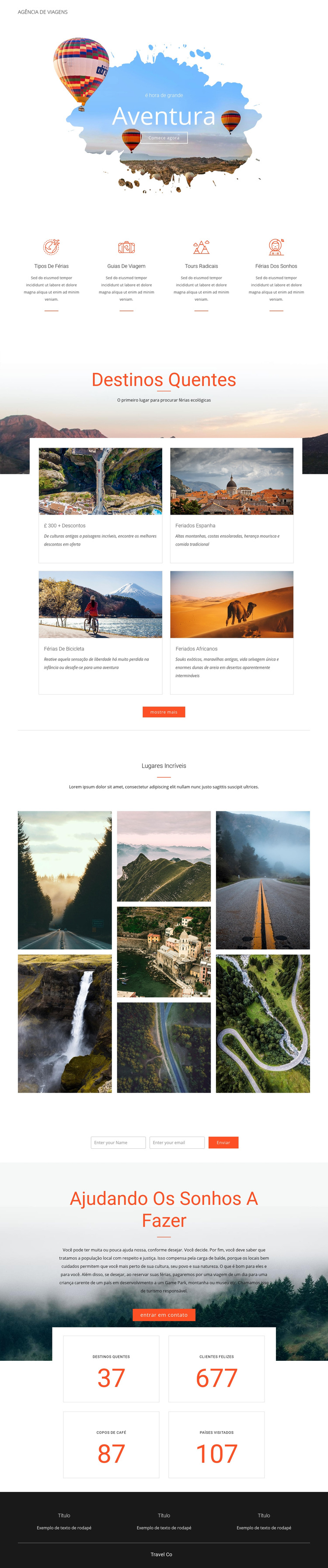 Passeios de aventura e viagens Tema WordPress