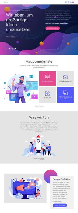 Verwirklichen Sie Großartige Ideen - Zielseitenvorlage