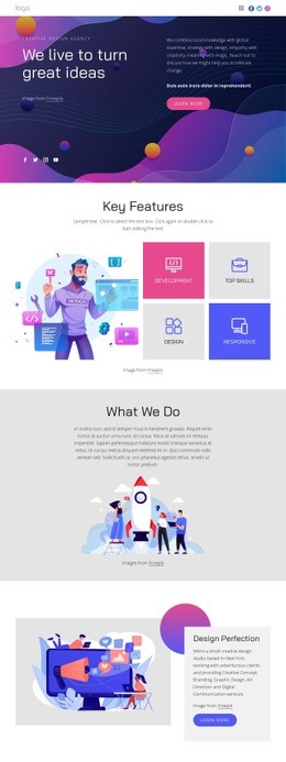 Turn great ideas into reality - Html Code Example by Nicepage