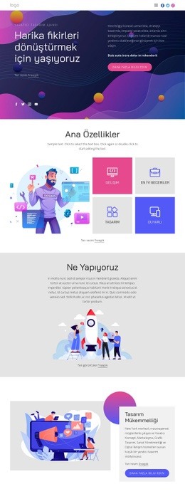 Harika Fikirleri Gerçeğe Dönüştürün - Kullanımı Kolay HTML5 Şablonu