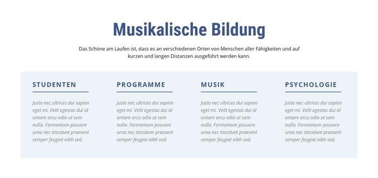 Musikalische Bildung Website-Modell