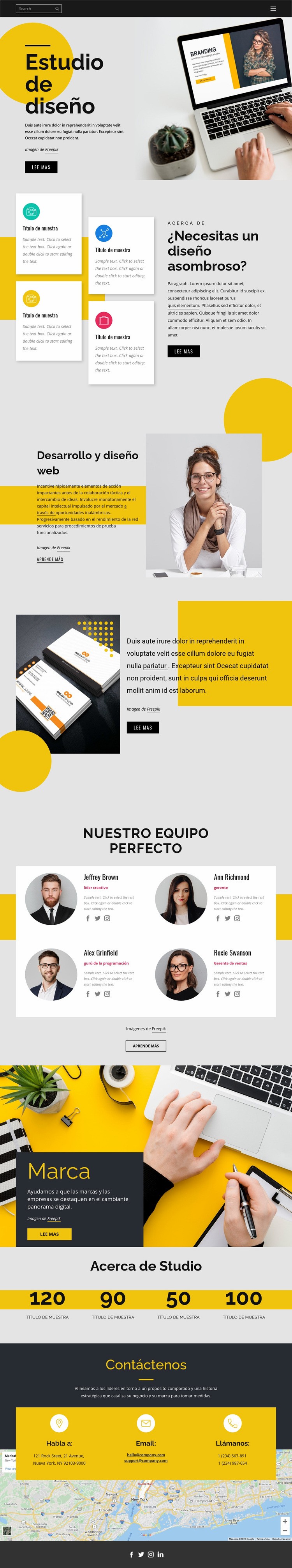 Diseño de marca, impresión y web Maqueta de sitio web