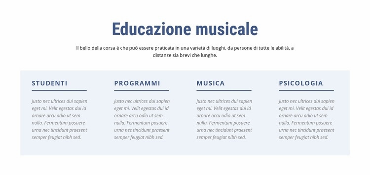 Educazione musicale Un modello di pagina