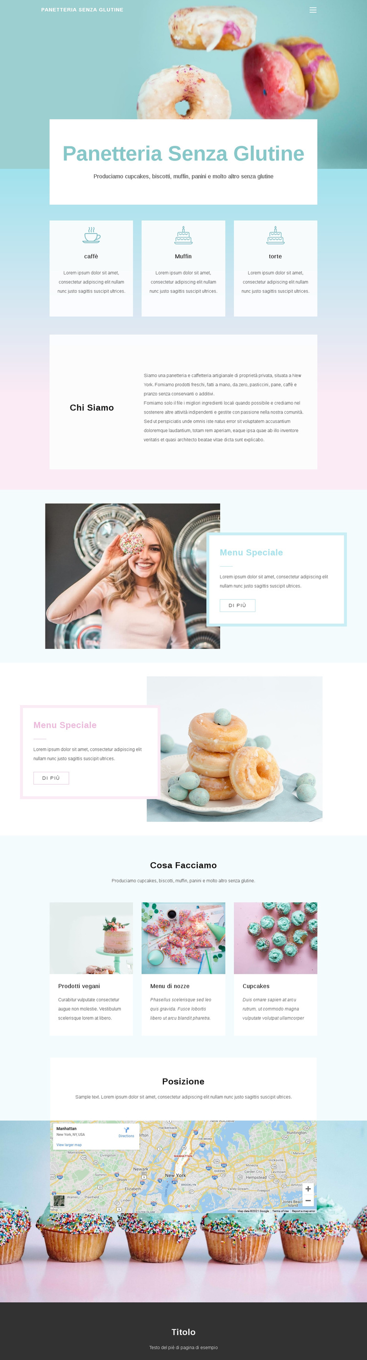 Pasticceria senza glutine Tema WordPress