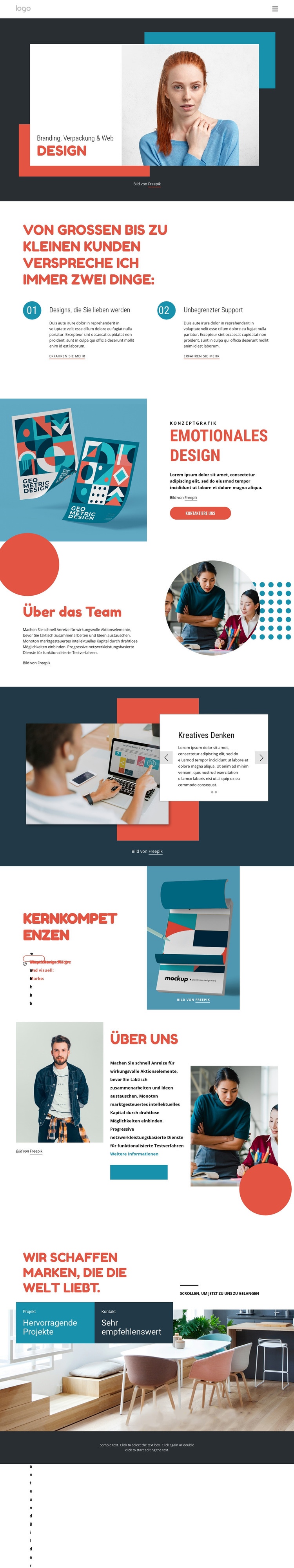 Branding und digitales Studio Landing Page