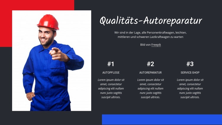 Qualitätsautoreparatur HTML Website Builder