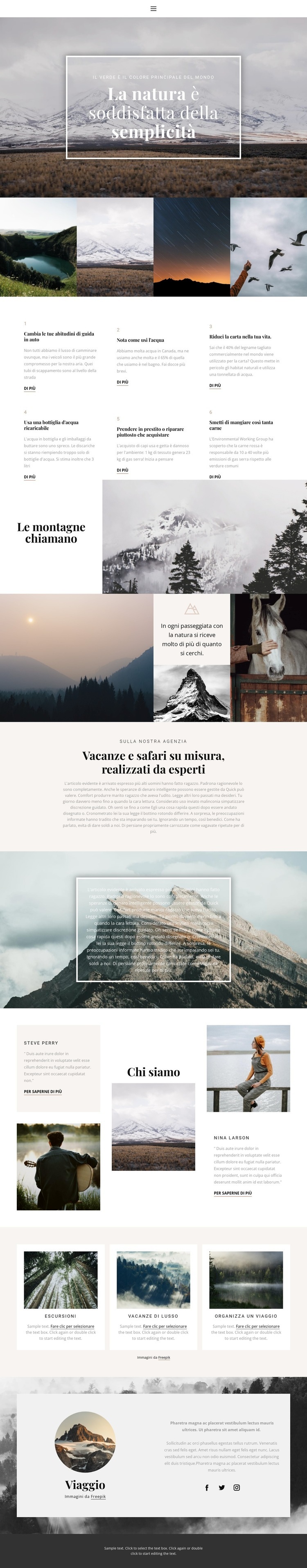 La natura calma Mockup del sito web