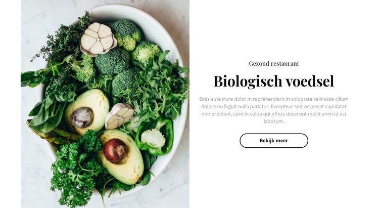 Biologisch voedselrestaurant Website mockup
