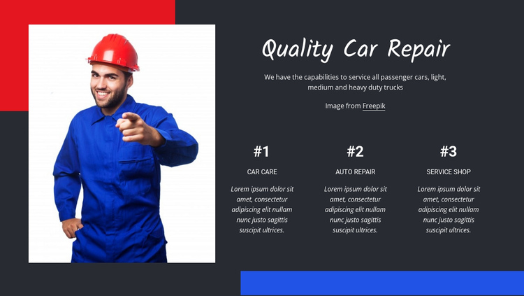 Quality car repair One Page Template