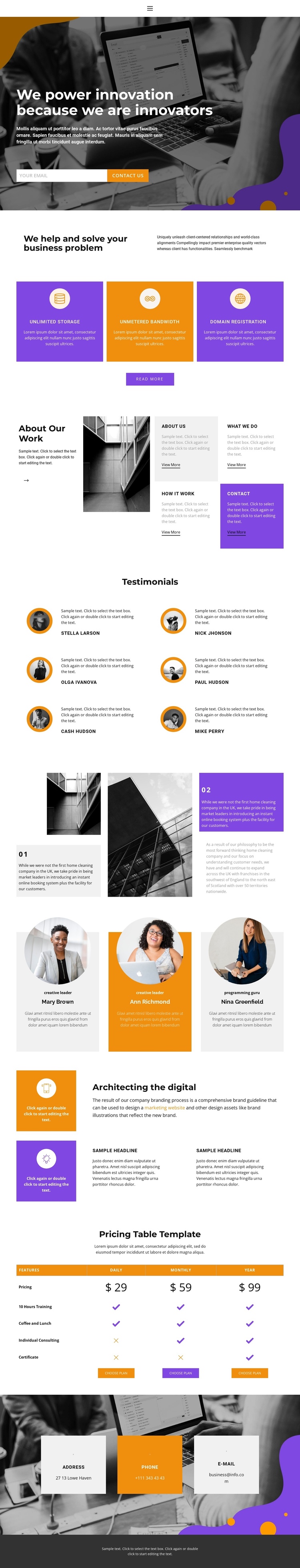Business management One Page Template