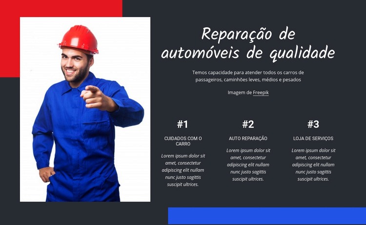 Reparação de automóveis de qualidade Design do site