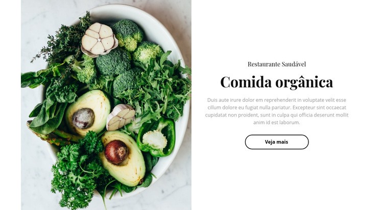 Restaurante de comida orgânica Modelo de uma página