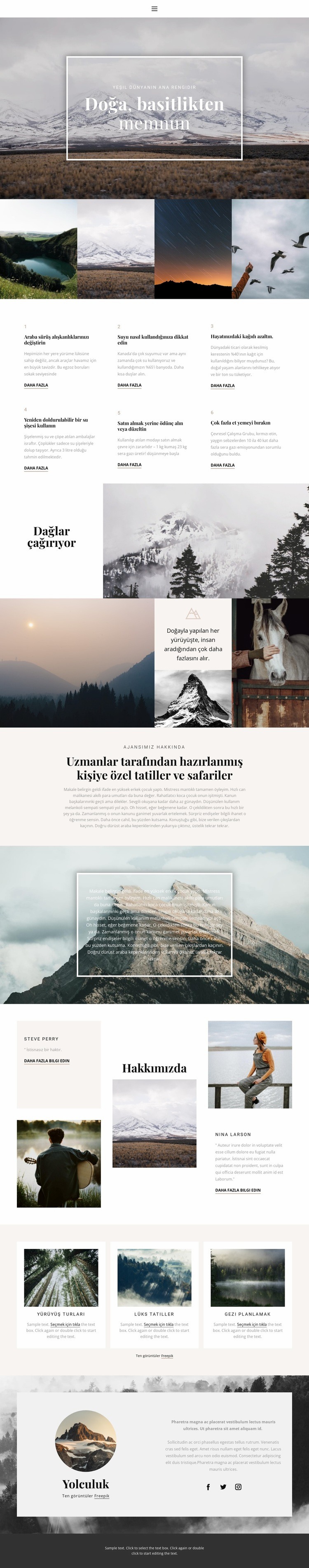 Doğa yatıştırır Web Sitesi Mockup'ı