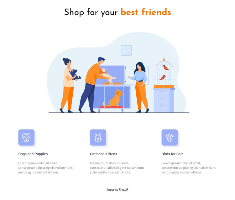 Pets and animals shop Web Design