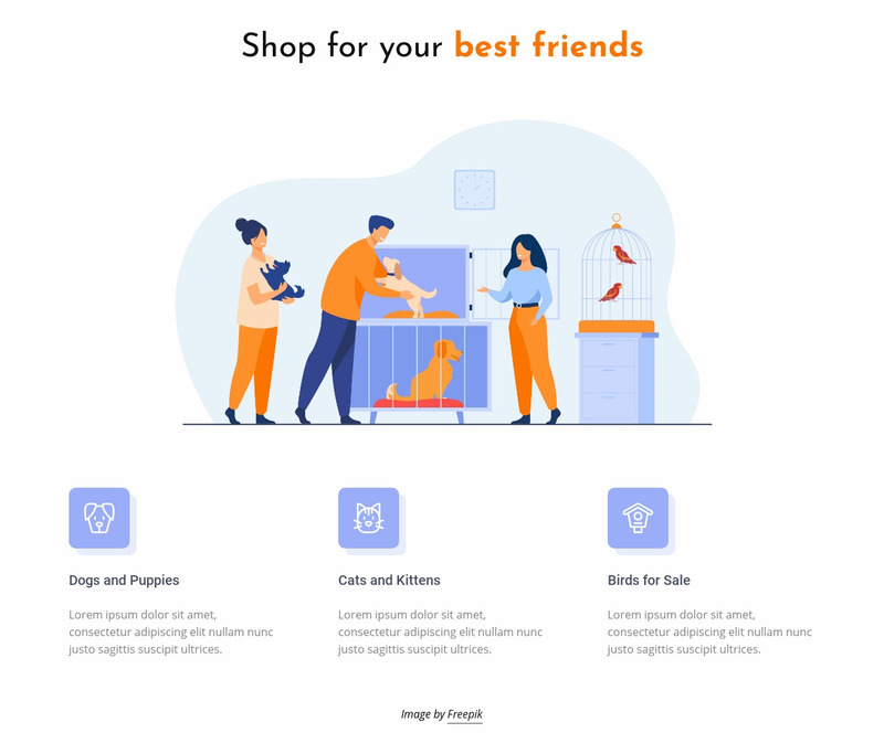Pets and animals shop Web Page Design