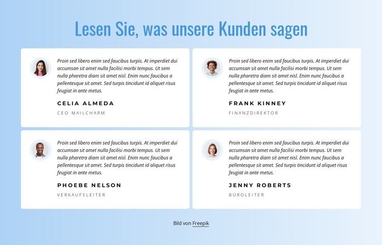 Was unsere Kunden über unsere Arbeit sagen HTML Website Builder