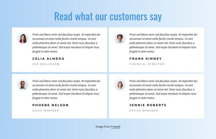 What our customers say about our work Elementor Template Alternative