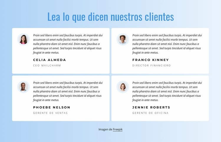 Lo que dicen nuestros clientes sobre nuestro trabajo Creador de sitios web HTML