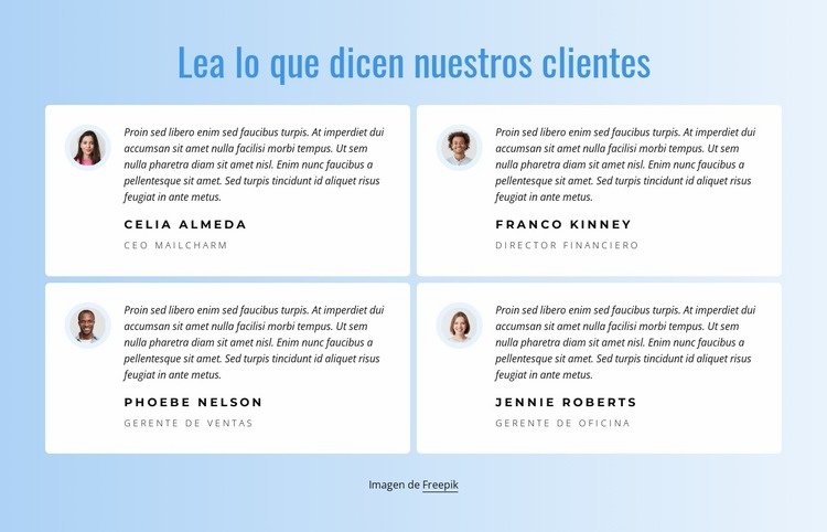 Lo que dicen nuestros clientes sobre nuestro trabajo Plantillas de creación de sitios web