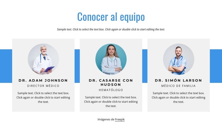 el equipo de salud Maqueta de sitio web