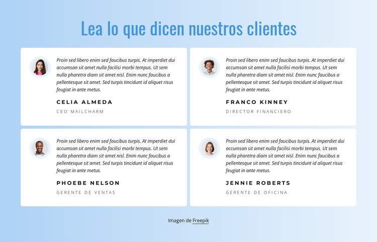 Lo que dicen nuestros clientes sobre nuestro trabajo Plantilla HTML