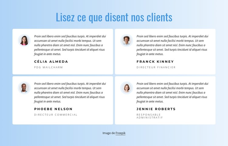 Ce que nos clients disent de notre travail Modèle CSS