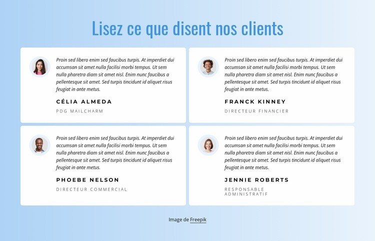 Ce que nos clients disent de notre travail Modèle HTML5