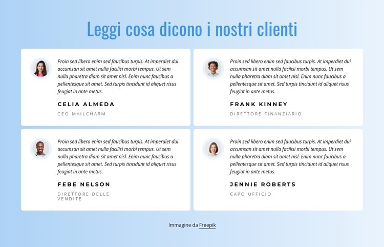 Cosa dicono i nostri clienti del nostro lavoro Modelli di Website Builder