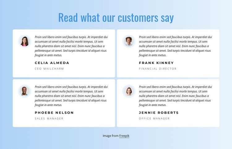 What our customers say about our work One Page Template