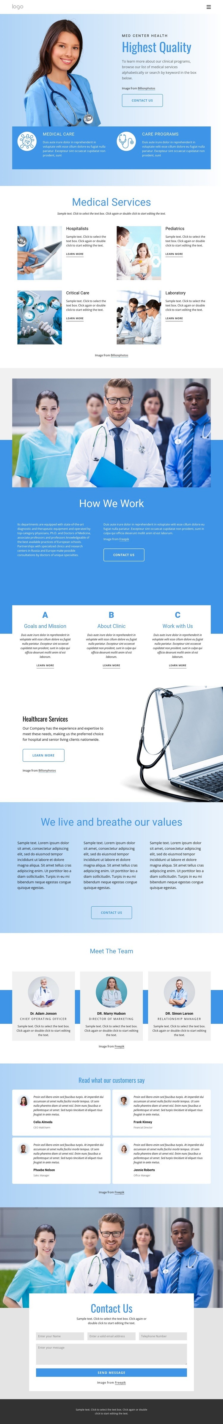 Diagnostic medicine Web Page Design