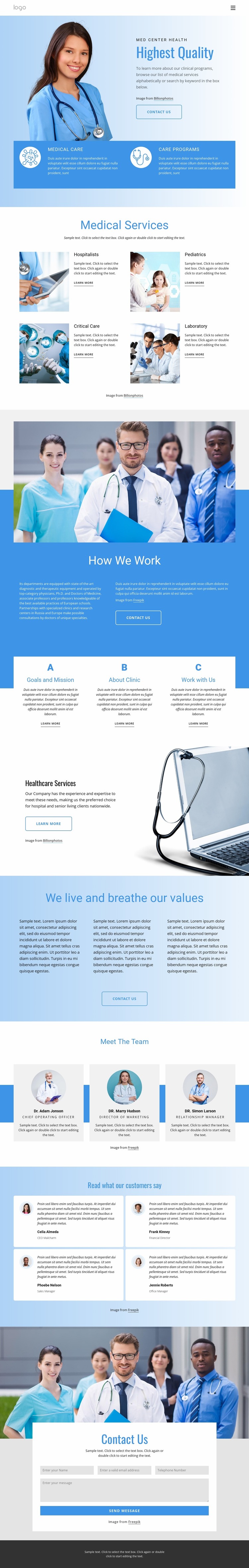 Diagnostic medicine Website Mockup